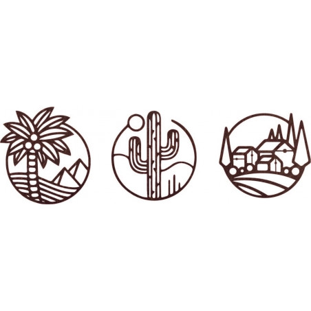 Three-piece wall painting Sahara - ARAHSA