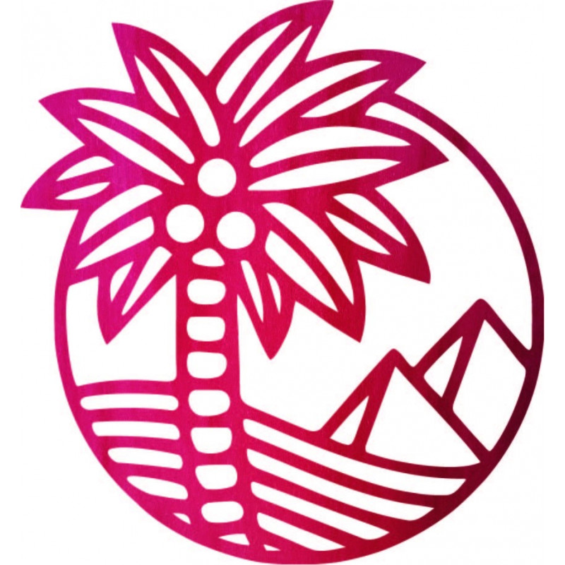 Wooden wall painting of a palm tree on the...