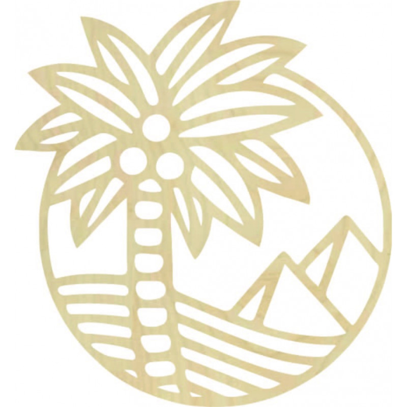 Wooden wall painting of a palm tree on the...