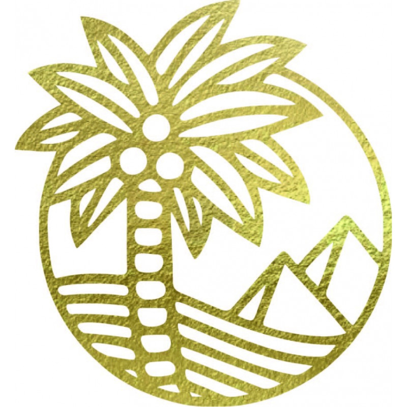 Wooden wall painting of a palm tree on the...