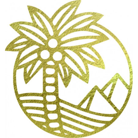 Wooden wall painting of a palm tree on the beach - MALLAWI