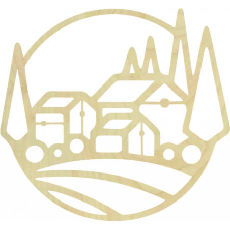 Wooden picture on the wall of houses