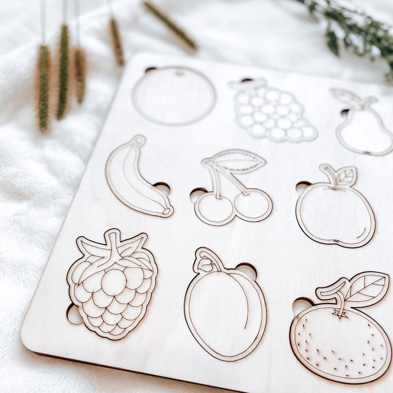 Wooden montessori insert for children - FRUIT |...