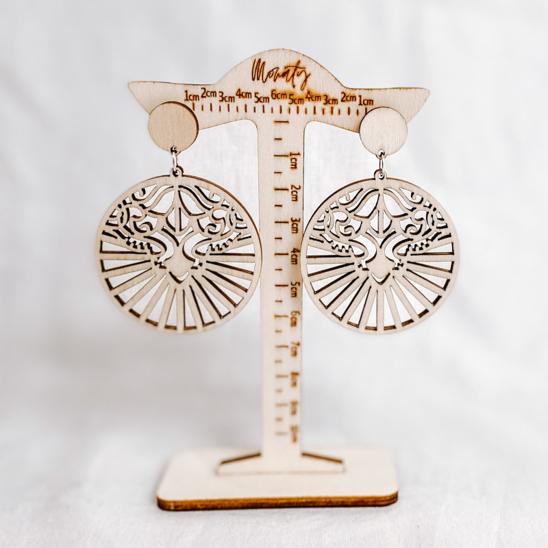 Wooden natural hanging earrings LILIEN - MONATY...
