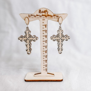 Wooden natural hanging earrings CROSS- MONATY | SENTOP 2