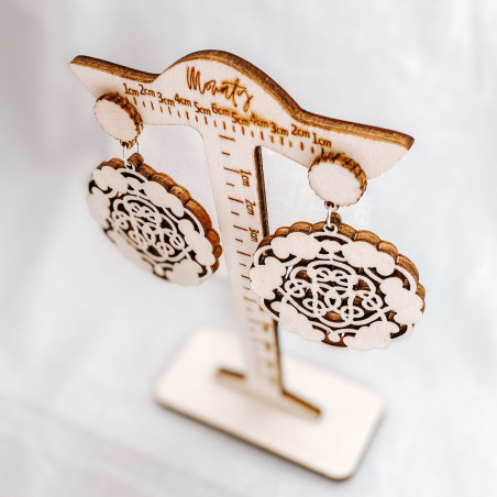 Wooden natural hanging earrings AURORA - MONATY | SENTOP