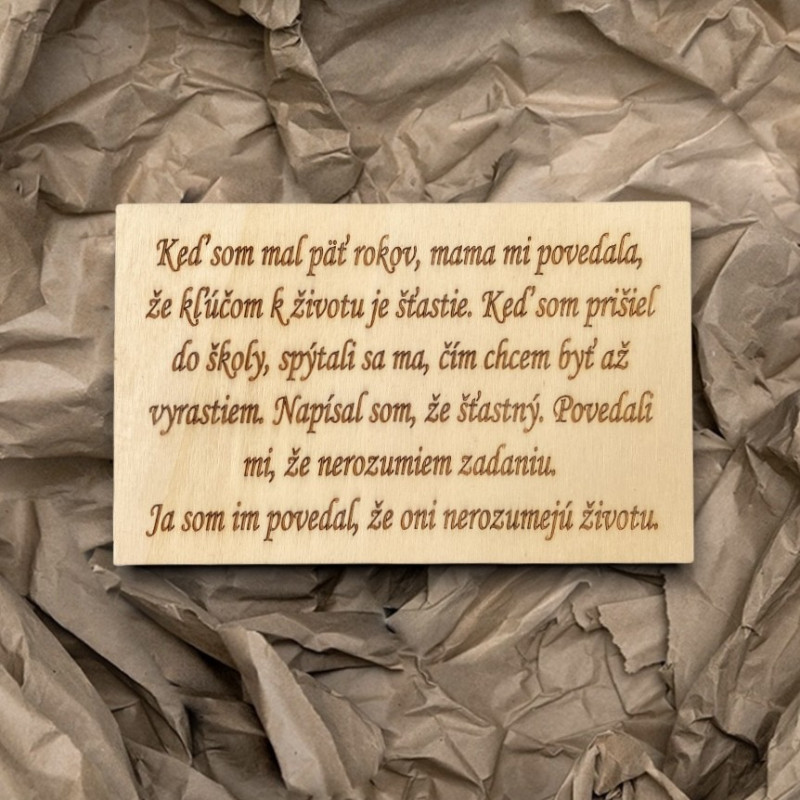 Wood sign with text - The key to life | SENTOP