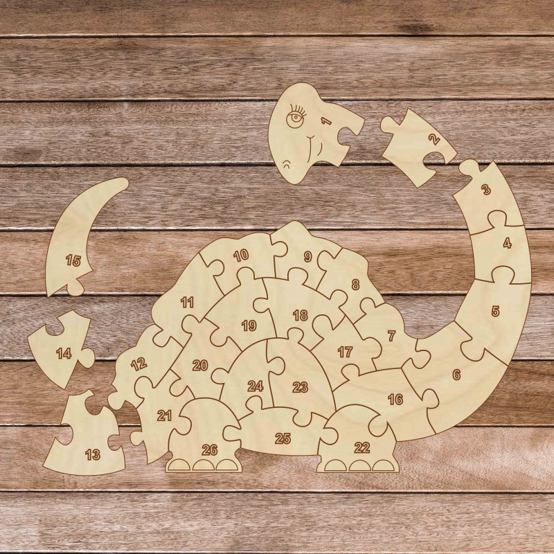 Children's wooden puzzle - Dinosaur and numbers...