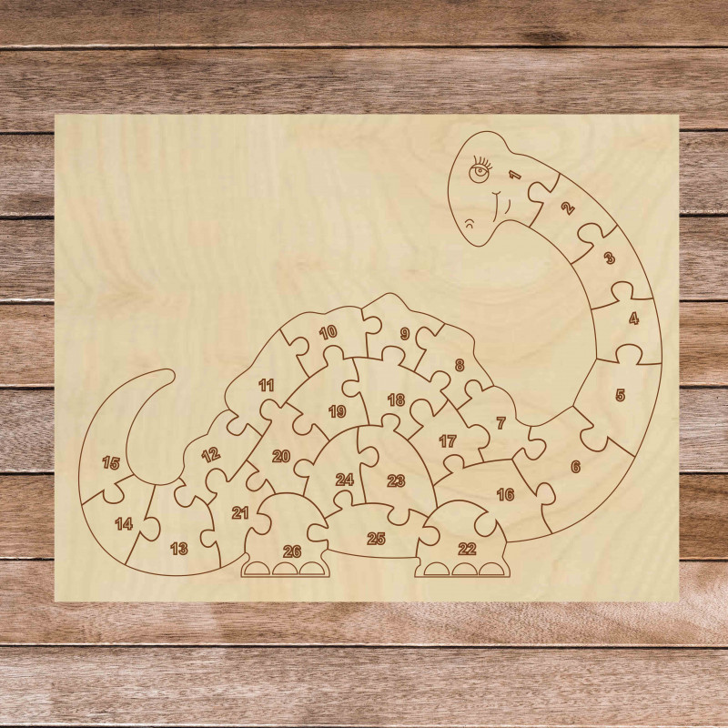 Children's wooden puzzle - Dinosaur and numbers...