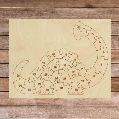 Children's wooden puzzle - Dinosaur and numbers 26 pieces | SENTOP