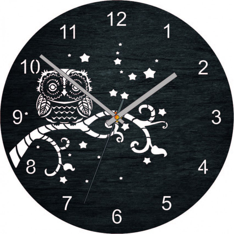 Wooden wall clock Owl
