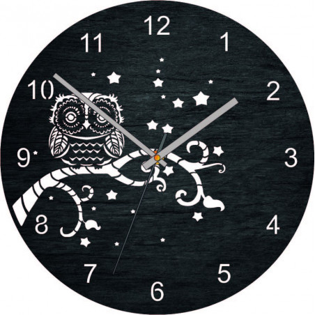 Wooden wall clock Owl