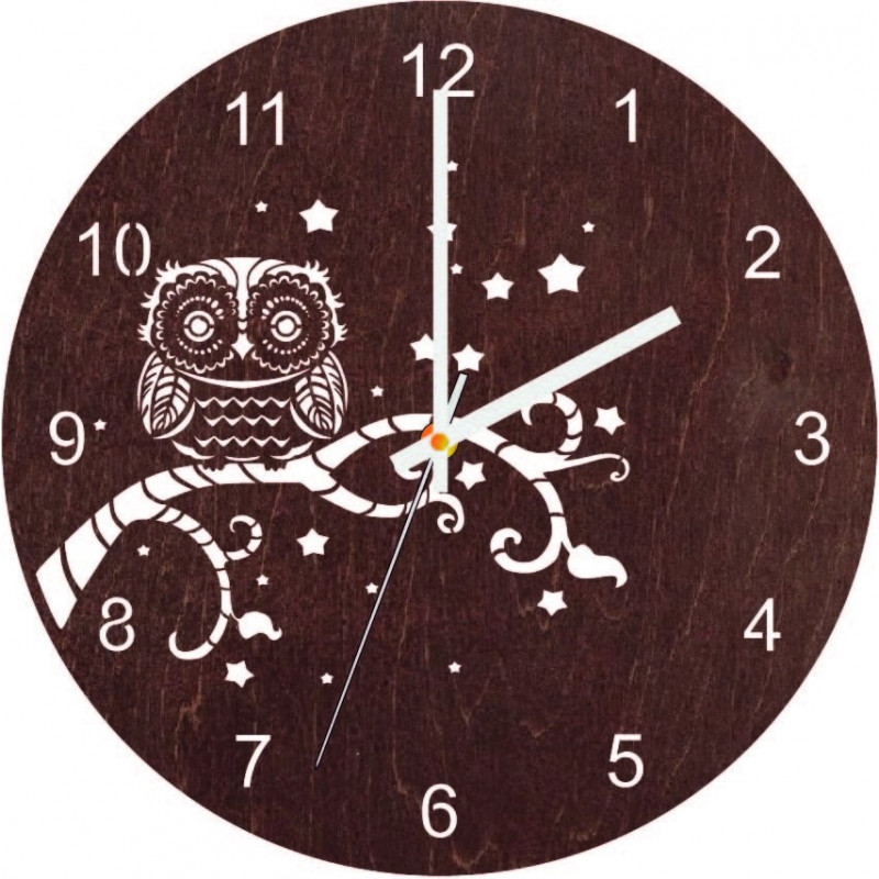 Wooden wall clock Owl