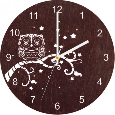 Wooden wall clock Owl