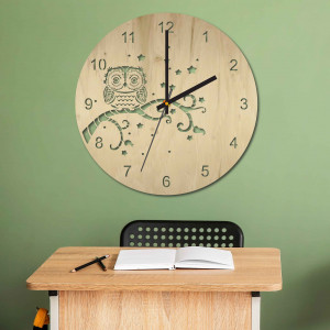 Wooden wall clock - Owl - natural and colored | SENTOP... 2