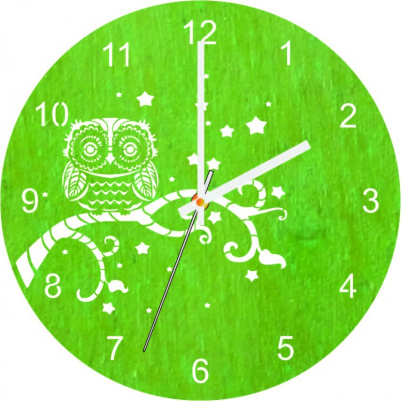 Wooden wall clock Owl