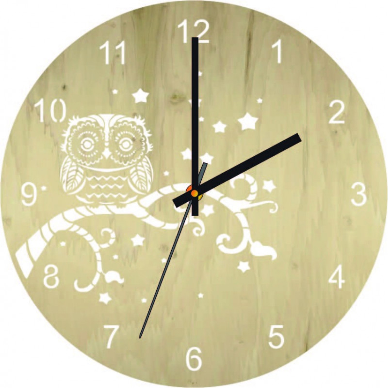 Wooden wall clock Owl