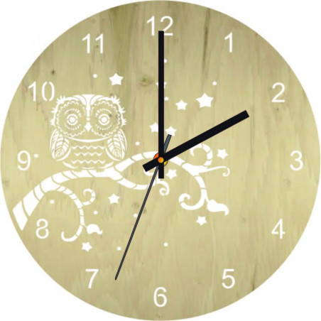 Wooden wall clock Owl