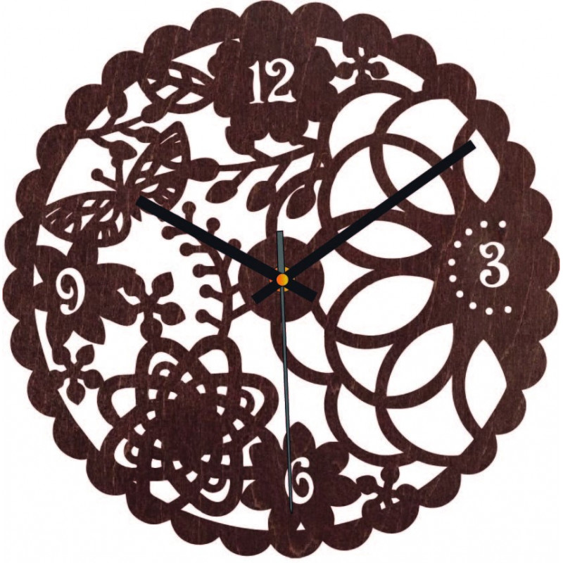 Wooden wall clock butterfly meadow - FORSED