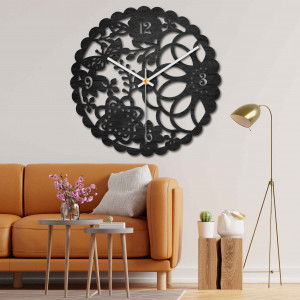 Wooden wall clock butterfly meadow - FORSED