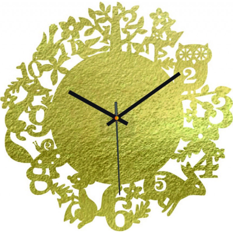 Wood Clock - Forest animals - Black and...