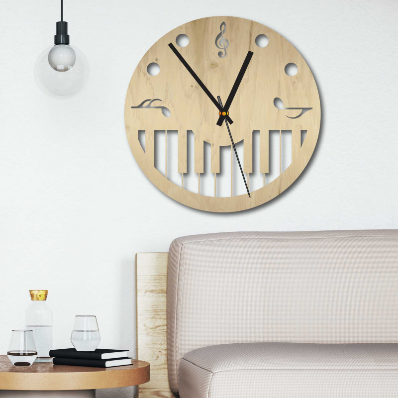 Wall Clock sheet music and piano - HORTO