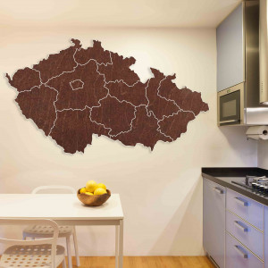 Wooden wall map of the Czech Republic | 14 pieces