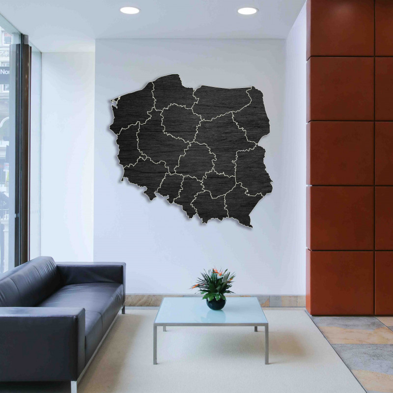 Wooden wall map Republic of Poland - 16 pieces...