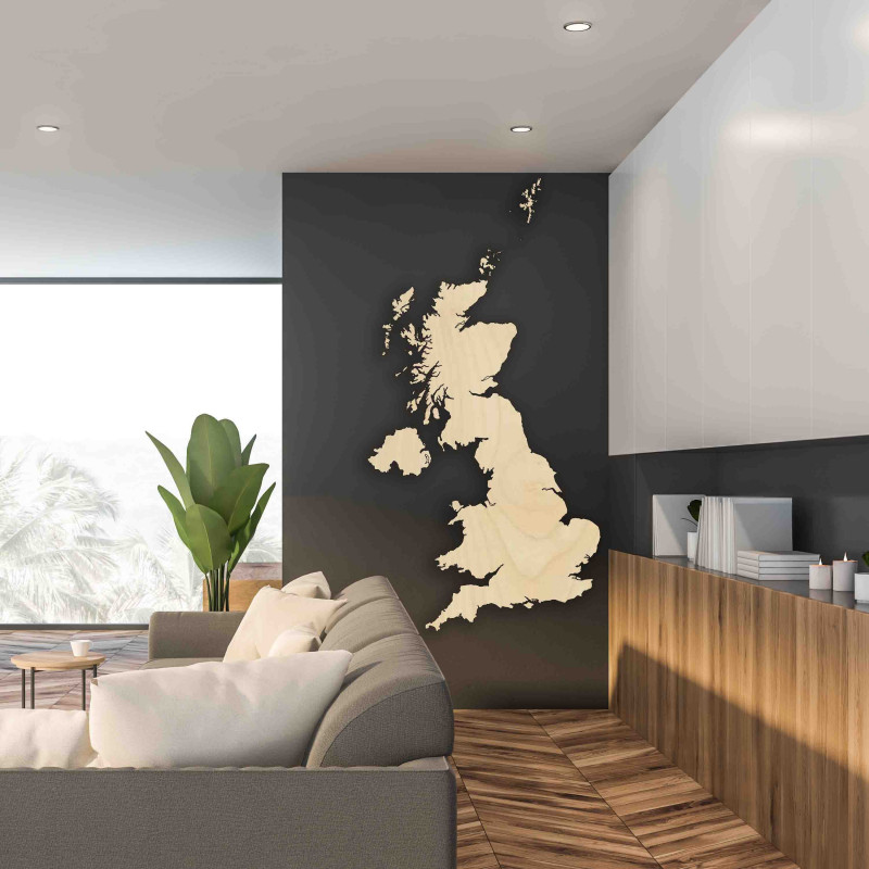 Wooden map on the wall United Kingdom | SENTOP