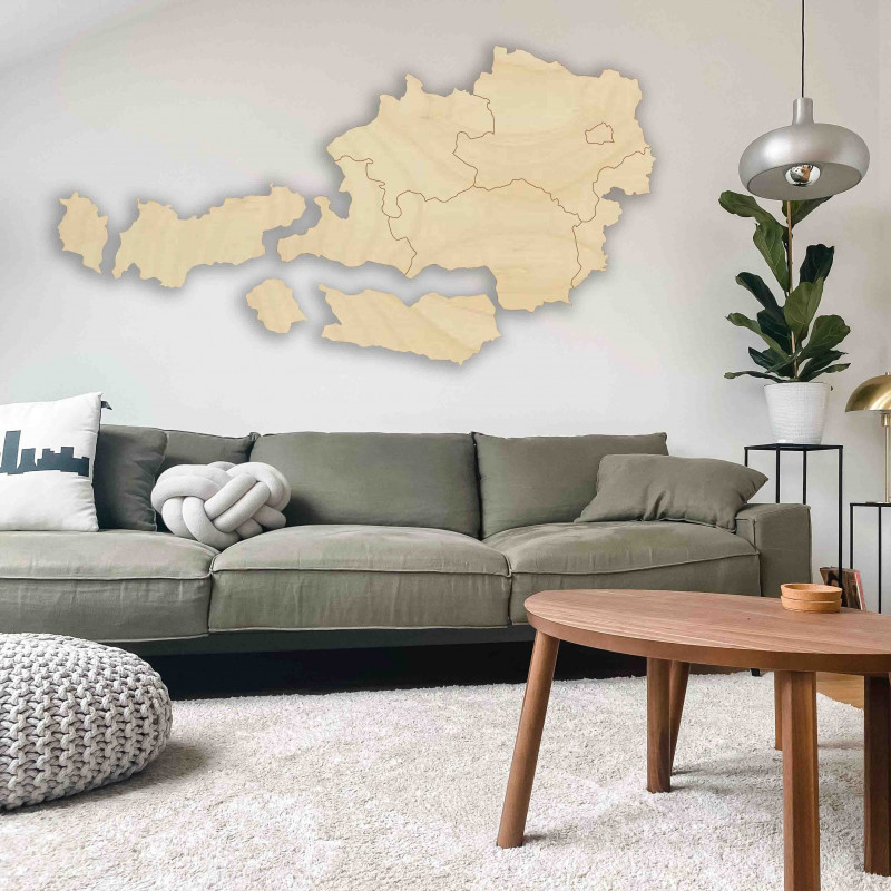 Wooden map on the wall of Austria - 10 pcs SENTOP