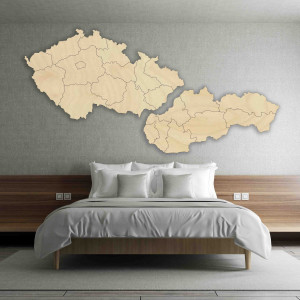 Wooden wall map Czech Republic and Slovakia - Wood