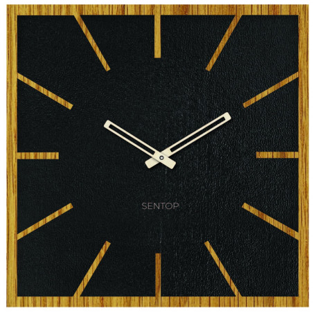 Modern wall clock made of HDF with an oak look and a quiet movement