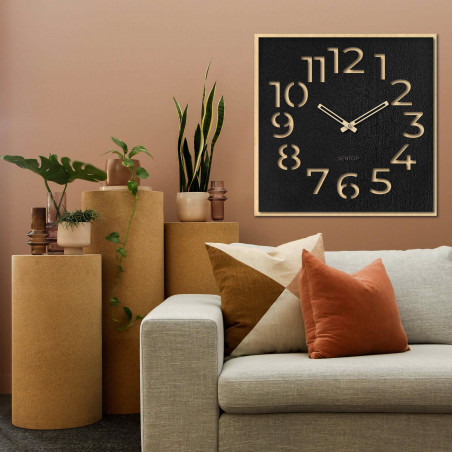 All-wooden wall clocks made of HDF board have a semi-matte surface and are characterized by high durability and resistance.