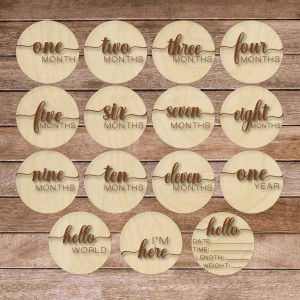 Wooden milestone cards - first year in the world in... 2