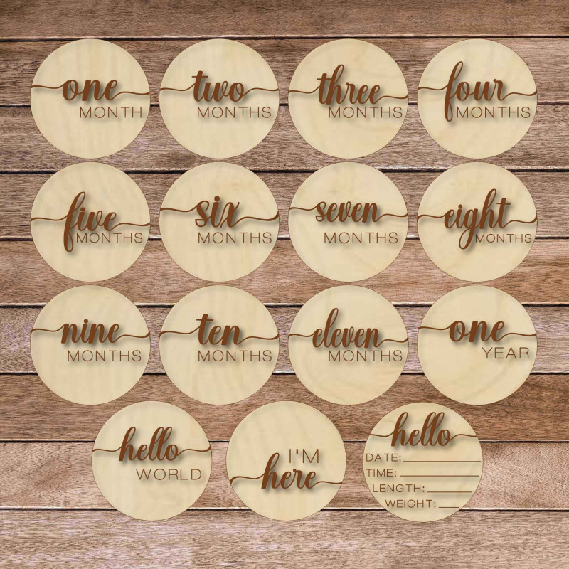 Wooden milestone cards - first year in the...