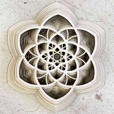 Wooden mandala Harmony made of several layers up to 90 x 100 cm