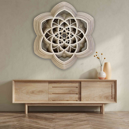 Wooden mandala Harmony made of several layers up to 90 x 100 cm