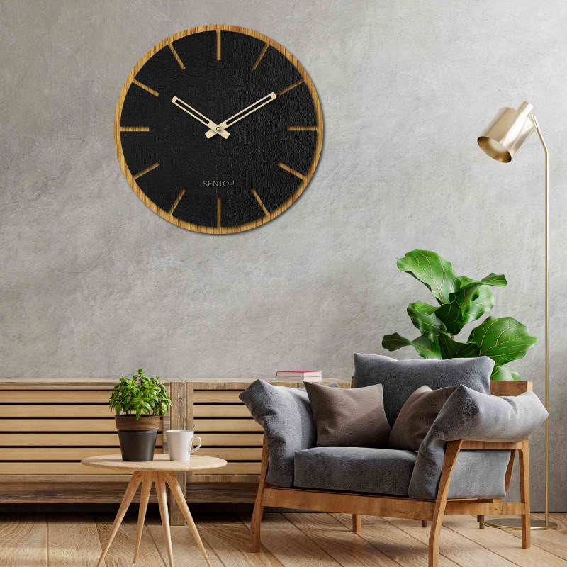 Black wooden wall clock