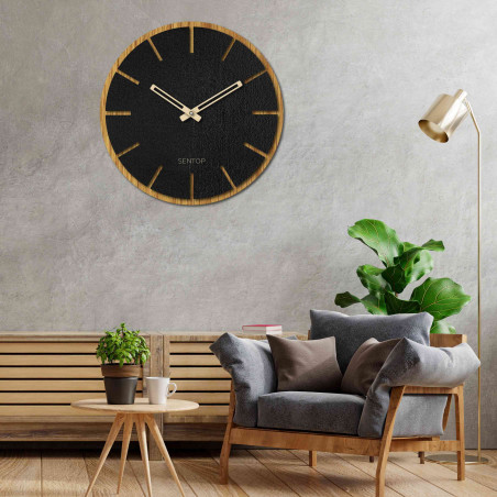 Black wooden wall clock