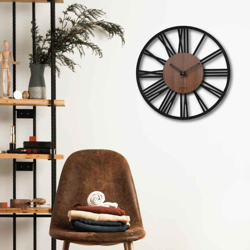 Wall Clock Roman Numerals - Walnut wenge