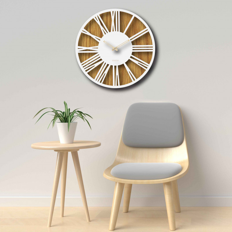Modern wooden wall clock with minimalist geometric design