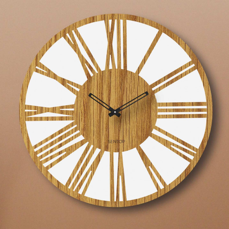 Wooden wall clock Roman numerals - Sentop |...