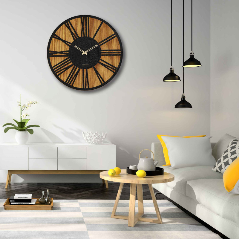 Modern wooden wall clock with minimalist geometric design