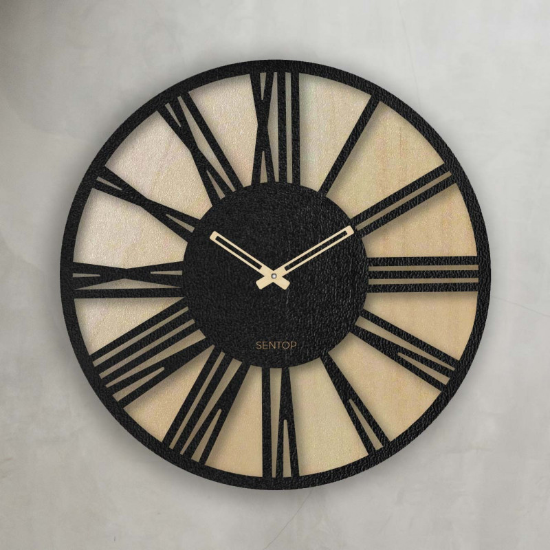 Wooden wall clock with Roman numerals - SONTA