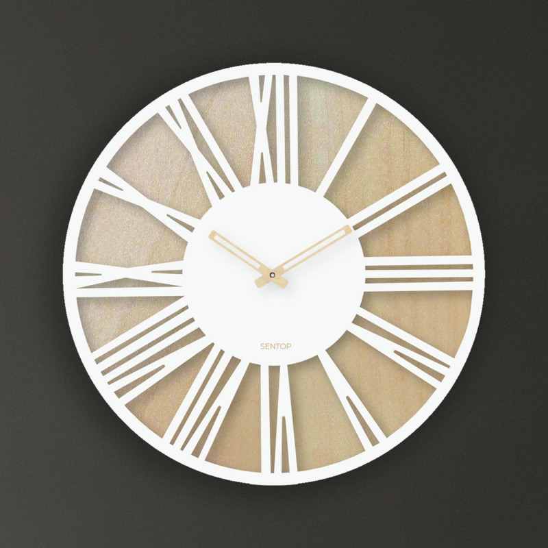 Wooden wall clock with Roman numerals - SONTA
