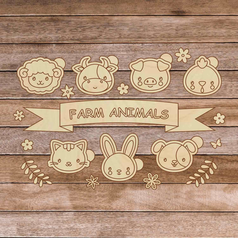 Children 's wooden box - Farm animals 7 pieces...