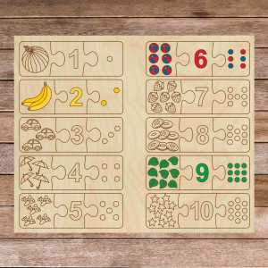 Children's wooden puzzle - Three-piece puzzle 30 pieces |...