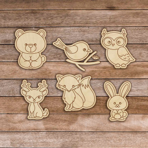 Children's wooden insert - Forest animals 6 pieces |... 2