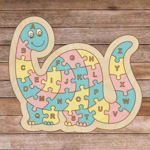 Children's wooden puzzle - Dinosaur and alphabet A-ZET 26...