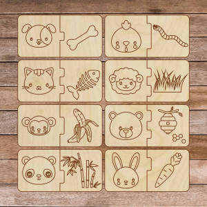 Children's wooden jigsaw puzzle - Animals and food - 16... 2